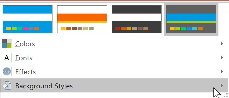 selecting Background Styles selecting Background Styles